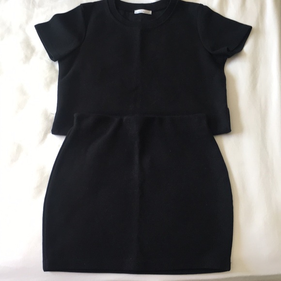Zara Tops - NEW Zara 2 pcs Black Knit Shirt + Skirt Co-ord Set